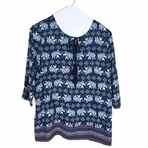 Navy elephant print tunic - beautiful, comfortable and colorful. Wore 2 times.